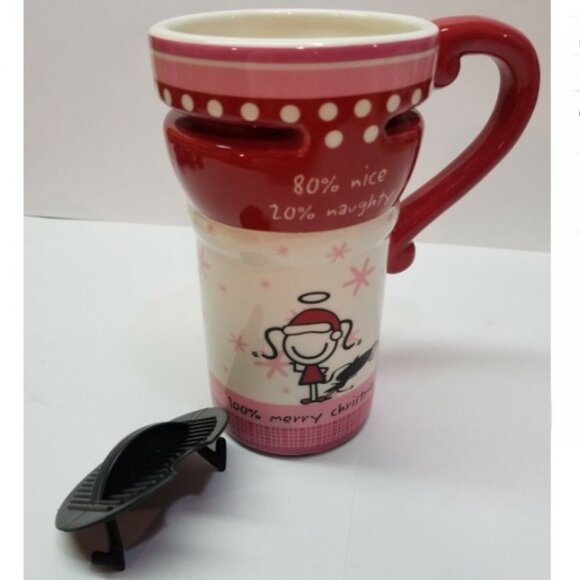 Christmas Holiday Mug – 80% Nice 20% Naughty 100% Merry Christmas Ceramic Cup - Picture 5 of 8
